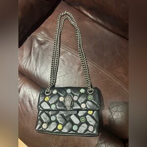 Kurt Geiger mini Kensington Black Quilted Chain crossbodyBag with Floral